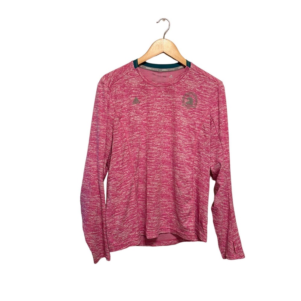 Adidas Boston Marathon Pink Heather Long Sleeve T Size XL